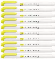 Zebra Mildliner Double-Sided Highlighter - Fine / Bold – Mild Lemon Yellow Set van 10 verpakt in een Zipperbag