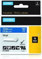 DYMO Rhino industriële Vinyl Labels | 12 mm x 5,5 m | witte afdruk op blauw | zelfklevende labels voor Rhino & LabelManager labelprinters