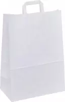 Packadi papieren draagtassen - wit - 26x12x35 cm - 100 stuks / papieren tassen Kraft Papieren Tasjes Met Handvat/ Cadeautasjes met vlak handgrepen / Zakjes/