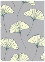 Notitieboek - A4 - Ginkgo Blad - Gelijnd - Blaadjes - Grijs - Softcover - Elastiek - Werk - Studie - Dagboek - Mooi Cadeau