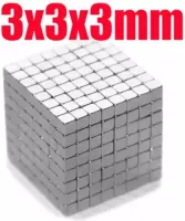 Vierkante neodymium magneetjes 100 stuks - 3 x 3 x 3 mm