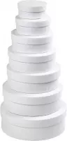 2x stuks ronde witte hobby knutselen doos/dozen van karton - 14.5 x 5 cm - Hoedendoos/cadeauverpakking