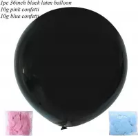 Gender Reveal Ballon - Jongen of Meisje Gender Reveal Party Decoratie - Zwarte Ballon met Roze en Blauwe Confetti