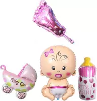 Hiden | New born baby - Ballonnen set - Pasgeboren baby - Meisje | 4 stuks
