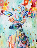 Diamond Painting - Gelukkig hert - fotoformaat 40x50cm - Volledige dekking - Ronde steentjes - Lucky deer - Dieren - Herten