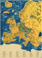Giftio - Kraswereldkaart Europa - Goud - 90x66 cm