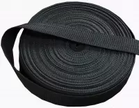 Band 25 mm zwart - 50 meter rol-Tassenband-Soepel!