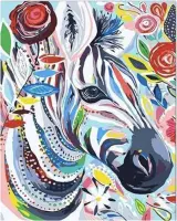 Schilderen op nummer "JobaStores®" Zebra 40x50cm (Color Canvas)