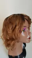 Braziliaanse Remy ombre kleur 1b/ 30 pruik 12 inch - donkerbruine en blonde golf  menselijke haren -none lace wig