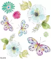 Glitter tattoo | tijdelijke tattoo | fake tattoo | vlinders - bloemen | 105 x 120 mm