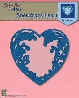 SDB008 Snijmal Nellie Snellen - hart met lelietjes van dalen - bloemetjes - mei-klokje - sneeuwklokje