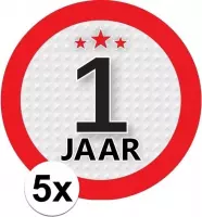 5x 1 Jaar leeftijd stickers rond 9 cm - 1 jaar verjaardag/jubileum versiering