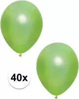 40x Lichtgroene metallic ballonnen 30 cm - Feestversiering/decoratie ballonnen lichtgroen