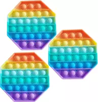 Snap en Pop it Fidget Toys - Regenboog Achthoek - Anti Stress (3 stuks)