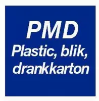 PMD sticker, blauw wit 200 x 200 mm
