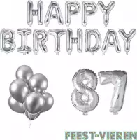 87 jaar Verjaardag Versiering Ballon Pakket Zilver