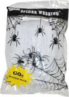 Halloween - Wit spinnenweb met spinnen 60 gr - Halloween/horror thema decoratie