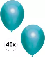 40x Petrol blauwe metallic ballonnen 30 cm - Feestversiering/decoratie ballonnen petrol blauw