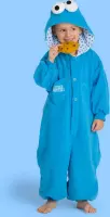 Onesie Koekiemonster pak kind kostuum Sesamstraat - maat 128-134 - blauw Koekiemonsterpak jumpsuit pyjama