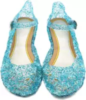 Prinsessen glitter schoenen met hak - Blauw - Prinsessen - Verkleedschoenen - Frozen - Rapunzel - Doornroosje - Ariel - Assepoester -  Elsa - Anna - Jurk -  Maat 33 (valt als 31) B