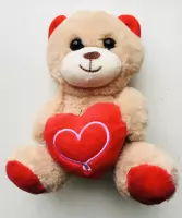 knuffelbeer met Hart 14 cm bruin - Valentijn - liefdesbeer- Valentijnscadeau.