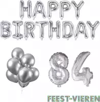 84 jaar Verjaardag Versiering Ballon Pakket Zilver