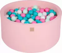 Ballenbakje.nl® Ronde Ballenbak set incl 300 ballen 90x40cm - Licht Roze: Parel Wit , Turquoise, Licht Roze, Mint