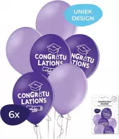 Geslaagd Ballonnen - Congratulations Ballonnen - Helium Ballonnen - Geslaagd Versiering - Gefeliciteerd Ballonnen - Geslaagd - 6 Stuks