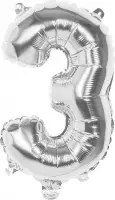 Boland - Folieballon '3' zilver (36 cm) 3 - Zilver - Cijfer ballon