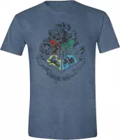 Harry Potter - Hogwarts Logo Men T-Shirt - Blue - XL
