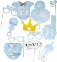 Photoprops Baby Jongen 12 delig - Baby Shower - Gender Reveal - Blauw - It's a Boy