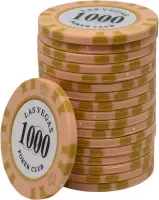Las Vegas poker club clay chips 1.000 oranje (25 stuks)
