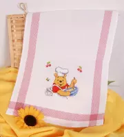 Winnie the Pooh keukenhanddoek rood borduren (pakket)