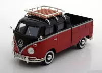 Volkswagen T1 Type 2 Pickup + Roof Rack (Rood/Zwart) 1/24 Motor Max