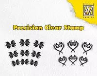 Precision clear stamps exotic flower & heart