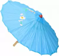 Chinese paraplu/parasol lichtblauw 50 cm - Decoratie Chinees thema