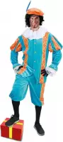 Luxe Piet pak fluweel turquoise/oranje maat.L- fluwelen pietenpak kostuum goud zwart Sinterklaas festival