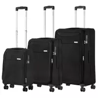 CarryOn Air Kofferset TSA | OKOBAN registratie en dubbele wielen | anti-diefstal rits – Zwart