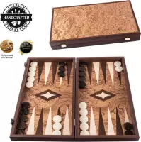 Walnoot Backgammon set - Luxe - 30x17cm - Superluxe  top kwaliteit