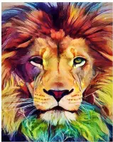 JDBOS ® Schilderen op nummer Volwassenen -  Gekleurde leeuw - Colorful lion - Paint by numbers - Verven volwassenen - 40x50 cm