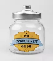 Snoeppot - Opkikkertje - Gevuld met verse dropmix - In cadeauverpakking met gekleurd lint