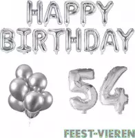 54 jaar Verjaardag Versiering Ballon Pakket Zilver