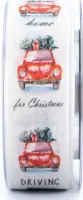 Cadeaulint - Krullint - Lint - Driving Home for Christmas - Wit (20 meter lang & 4 centimeter breed)