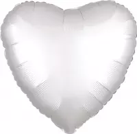 AMSCAN - Witte satijnachtige aluminium hart ballon - Decoratie > Ballonnen