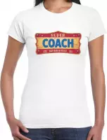 Super coach cadeau / kado t-shirt vintage wit voor dames XS