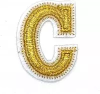 Alfabet Letter Strijk Embleem Patch Goud Wit Letter C / 3.5 cm / 4.5 cm