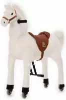 Animal Riding Paard Snowy Wit  Medium / Large - Rijdend paardenspeelgoed - Paardenspeelgoed - Zadelhoogte 67 CM- Verstelbaar pedaal 3 standen - Afneembaar zadel