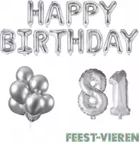 81 jaar Verjaardag Versiering Ballon Pakket Zilver
