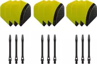 Dragon darts - 3 sets - XS100 Curve - Geel - Darts flights - plus 3 sets - aluminium - darts shafts - zwart - medium
