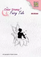 FTCS020 stempel Nellie Snellen - Clearstamp silhouette - Fairy serie - fee op bloem zittend
